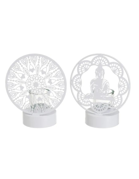 PORTAVELAS 2/M METAL BLANCO 18 X 10 X 22 CM (2598)