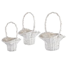 SET 3 CESTAS COLOR BLANCO 31X27X19X46X43cm