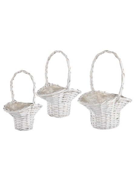 SET 3 CESTAS COLOR BLANCO 31X27X19X46X43cm