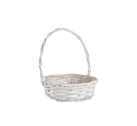 CESTA MIMBRE REDONDA BLANCA 26x9x30cm