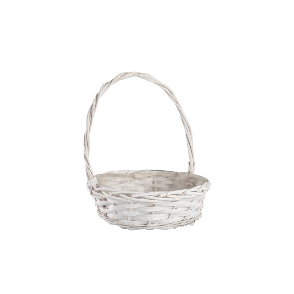 CESTA MIMBRE REDONDA BLANCA 26x9x30cm