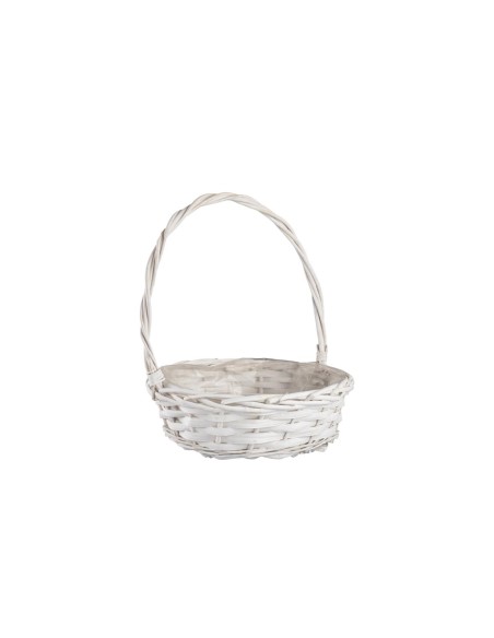 CESTA MIMBRE REDONDA BLANCA 26x9x30cm