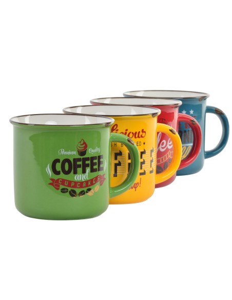 MUG PORCELANA 12,5X9,5X8,5 360 RETRO CAFE 4 SURT.