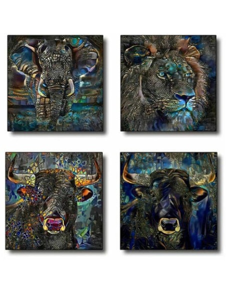 CUADRO LIENZO MDF 60X2X60 ANIMAL PURPURINA 4 SURT.