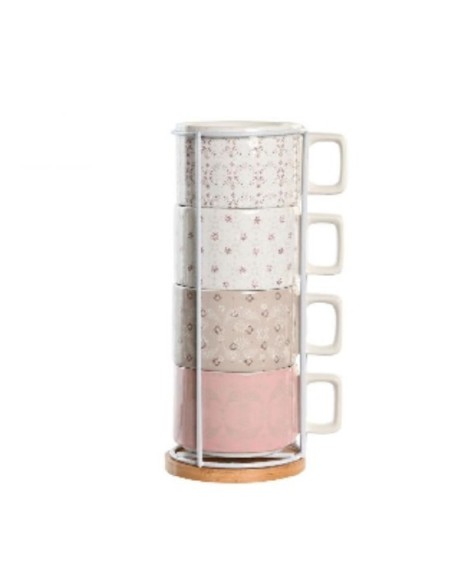 CAFE SET 4 DOLOMITE METAL 11X14X27 260 ML, ROSA