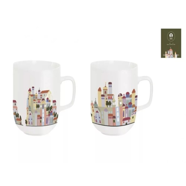 MUG PORCELANA 11,5X8,5X10 380ML, CASITAS 2 SURT.