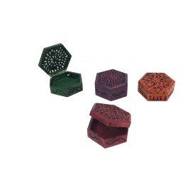 CAJA HEXAGONAL MED. PIEDRA TALLADA COLORES