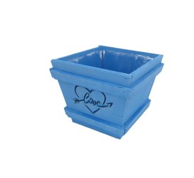 MACETERO PIRAMIDE C/PLASTICO AZUL 14x14x12 cm.