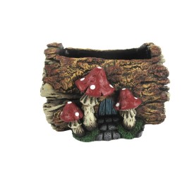 MACETERO TRONCO HOR. SETAS GRANATE  20,7x18,5x14,4 cm.