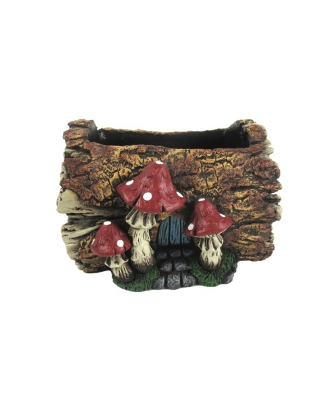 MACETERO TRONCO HOR. SETAS GRANATE  20,7x18,5x14,4 cm.