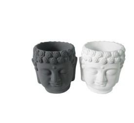 MACETERO CABEZA BUDA BLANCO / GRIS 2/S8,7x8,7x8,2 cm.