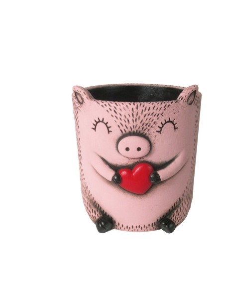 MACETERO CERDO CORAZON L 18,8x17,4x17,8 cm.