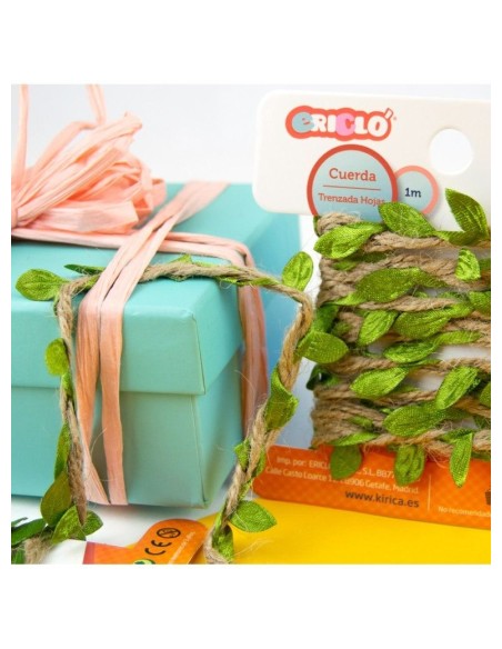 CUERDA DE CAÑAMO CON HOJAS VERDES 1M
