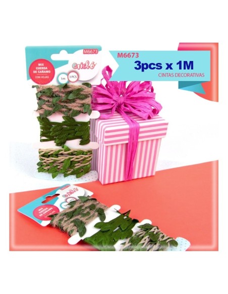 CUERDA DE CAÑAMO CON HOJAS 1M X 3PCS