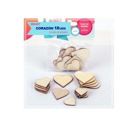 PLACA DE MADERA CORAZON 18PCS