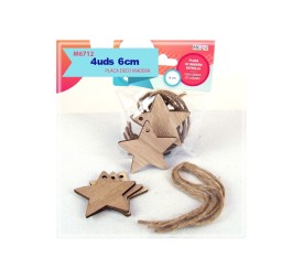 PLACA DE MADERA ESTRELLA CON CUERDA DE CAÑAMO