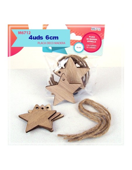 PLACA DE MADERA ESTRELLA CON CUERDA DE CAÑAMO