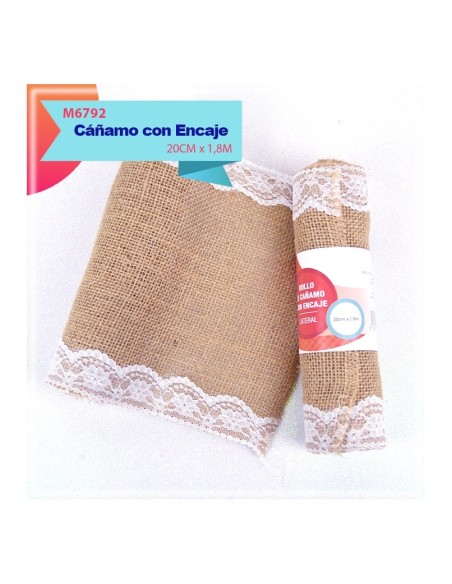 ROLLO DE CAÑAMO CON ENCAJE LATERAL 20CM X 1.8M