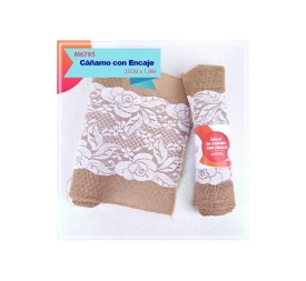 ROLLO DE CAÑAMO CON ENCAJE CENTRAL 25CM X 1.8M