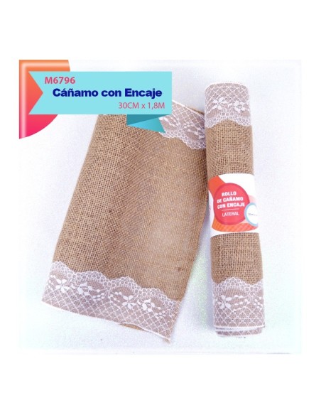 ROLLO DE CAÑAMO CON ENCAJE LATERAL 30CM X 1.8M