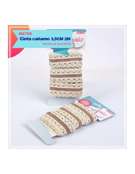 CINTA DE CAÑAMO CON ENCAJE DE ALGODON LATERAL 3