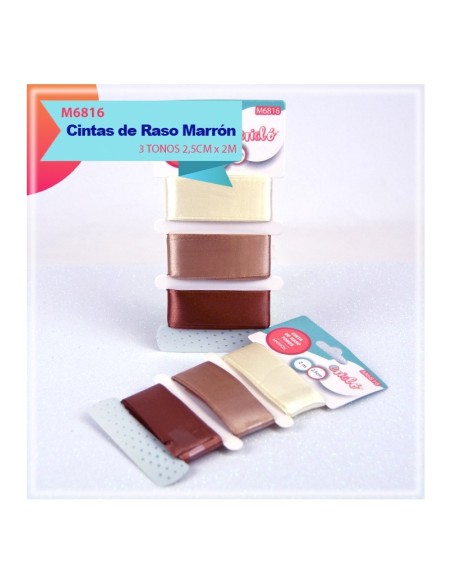 CINTA DE RASO TONOS MARRON 2.5CM X 2M