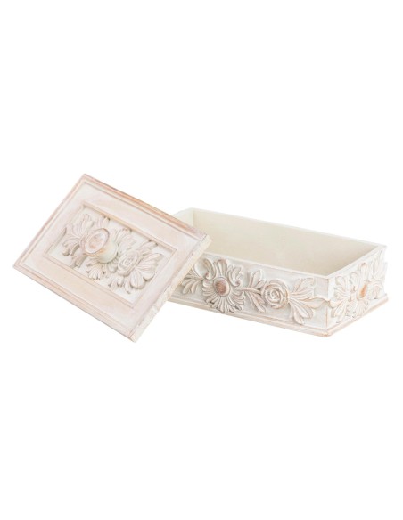 CAJA RESINA BLANCA ENVEJECIDA 20X10X8 CM