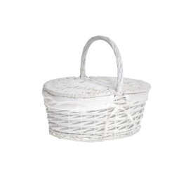 CESTA CON TAPA OVALADA BLANCA CON FORRO