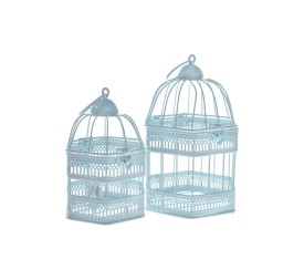 SET 2 JAULAS FORJA HEXAGONALES AZUL PASTEL