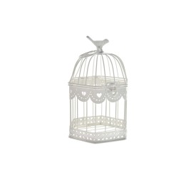 JAULA FORJA HEXAGONAL PEQUEÑA BLANCO HUESO