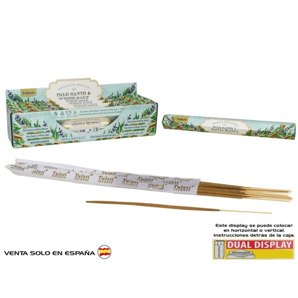 INCIENSO 15G 14 STICKS TULASI PALO SANTO & WHITE SAGE