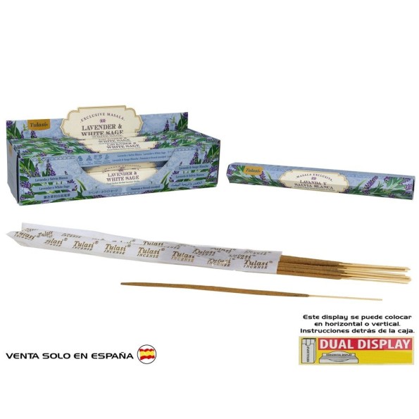 INCIENSO 15G 14 STICKS TULASI LAVENDER & WHITE SAG