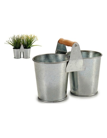 MACETERO DOBLE CON ASA MADERA 10,2 x 20 x 15 cm.