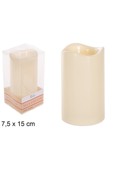 VELA CREMA LED LLAMA MOVIL 7.5X15CM