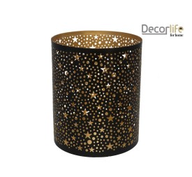 PORTAVELA METAL DORADO/NEGRO 15X18CM