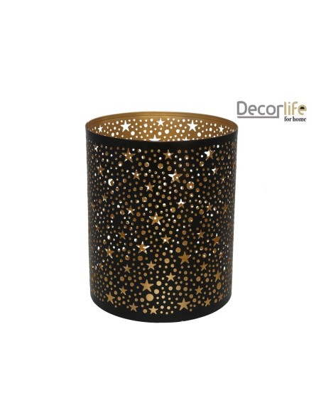 PORTAVELA METAL DORADO/NEGRO 15X18CM