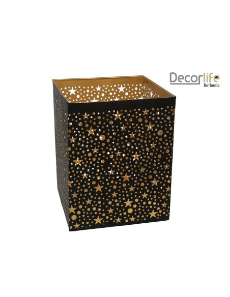 PORTAVELA METAL DORADO/NEGRO 14X14X17,5CM