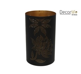 PORTAVELA METAL DORADO/NEGRO 11,5X11,5X18,5CM