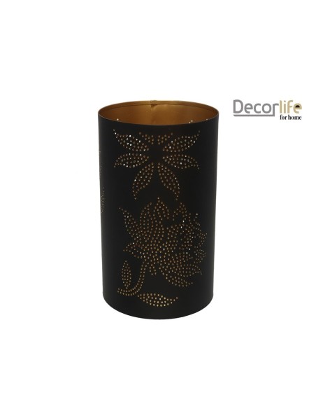 PORTAVELA METAL DORADO/NEGRO 11,5X11,5X18,5CM