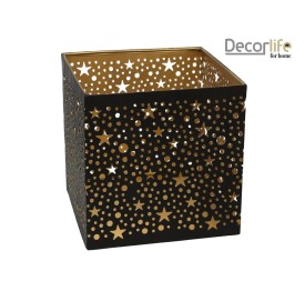 PORTAVELA METAL DORADO/NEGRO 13X13X12,5CM