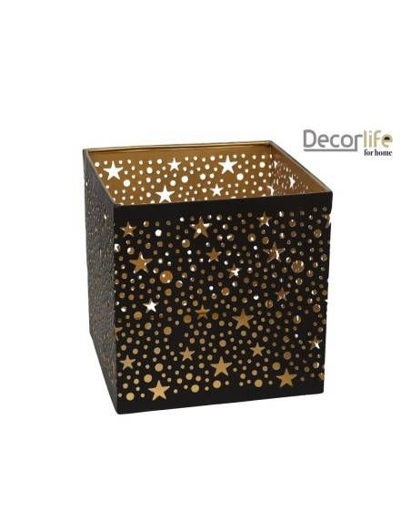 PORTAVELA METAL DORADO/NEGRO 13X13X12,5CM