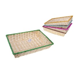 PANERA BAMBÚ RECT. CENEFA MEDIANA RIBETE COLORES 35X25X6CM
