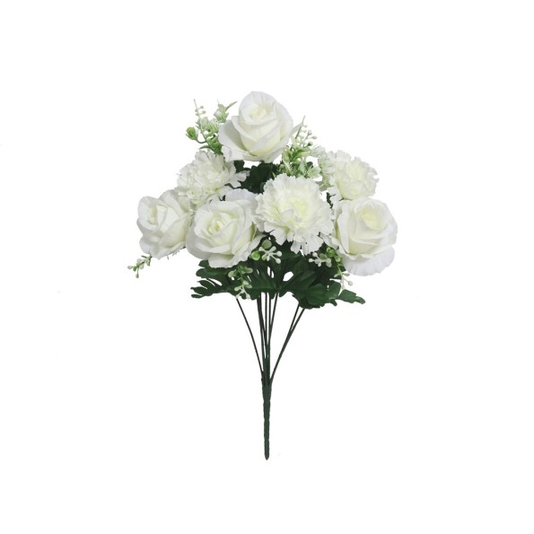 RAMO ROSAS-CLAVELES X 9- 43 CM (BLANCO)