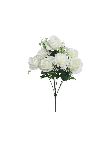 RAMO ROSAS-CLAVELES X 9- 43 CM (BLANCO)