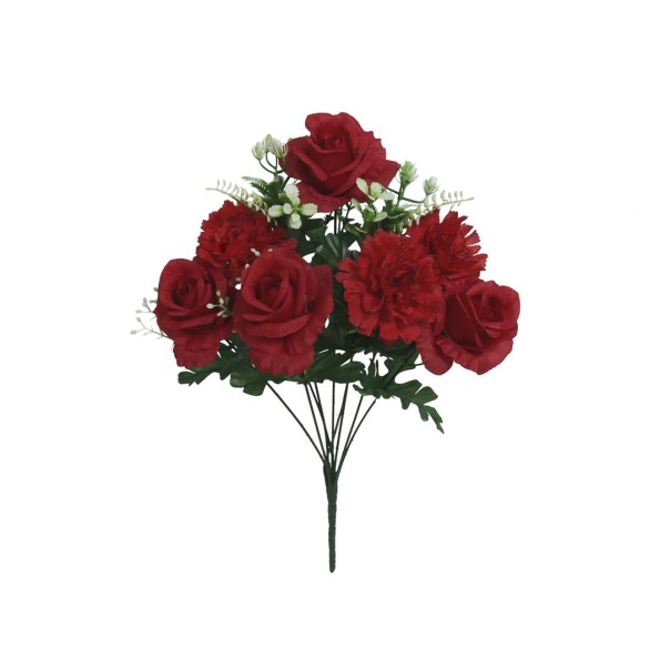 RAMO ROSAS-CLAVELES X 9- 43 CM (ROJO)