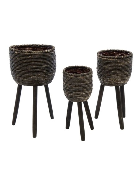 MACETERO PATAS MIMBRE NEGRO S3 D18/31.5H20/24