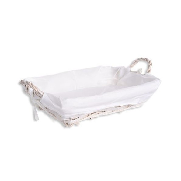 PANERA RECTANGULAR ASAS COLOR BLANCO CON FORRO 26X20X8CM