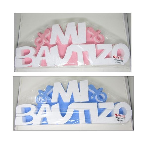 DECORACION BAUTIZO CHUPETE ROSA/AZUL