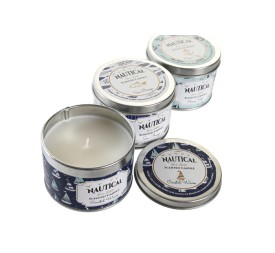 VELA CERA METAL 7,5X7,5X5 120 GR, NAUTICO 3 SURT.