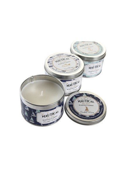 VELA CERA METAL 7,5X7,5X5 120 GR, NAUTICO 3 SURT.